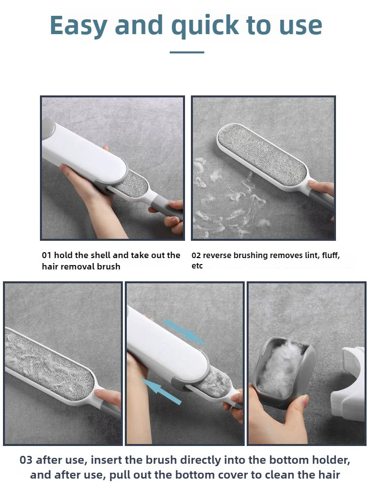 Double-Sided Manual Pet Hair Remover Brush Reusable Anti-Static Lint Fur Shaver Ergonomic Handle for Clothes Bedding Sofa