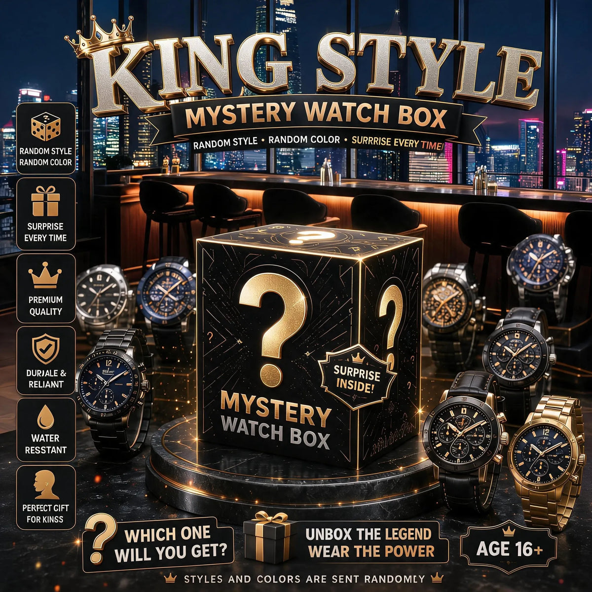 Blind Box Mystery Surprise Men Fashion Business Watch Set Quartz Wristwatch Jewelry Set Watch Reloj Hombre Without Box Gift