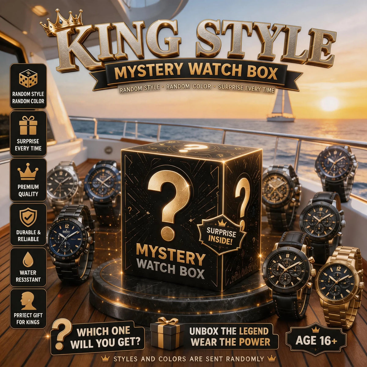 Blind Box Mystery Surprise Men Fashion Business Watch Set Quartz Wristwatch Jewelry Set Watch Reloj Hombre Without Box Gift