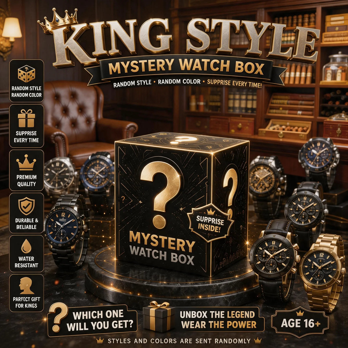 Blind Box Mystery Surprise Men Fashion Business Watch Set Quartz Wristwatch Jewelry Set Watch Reloj Hombre Without Box Gift